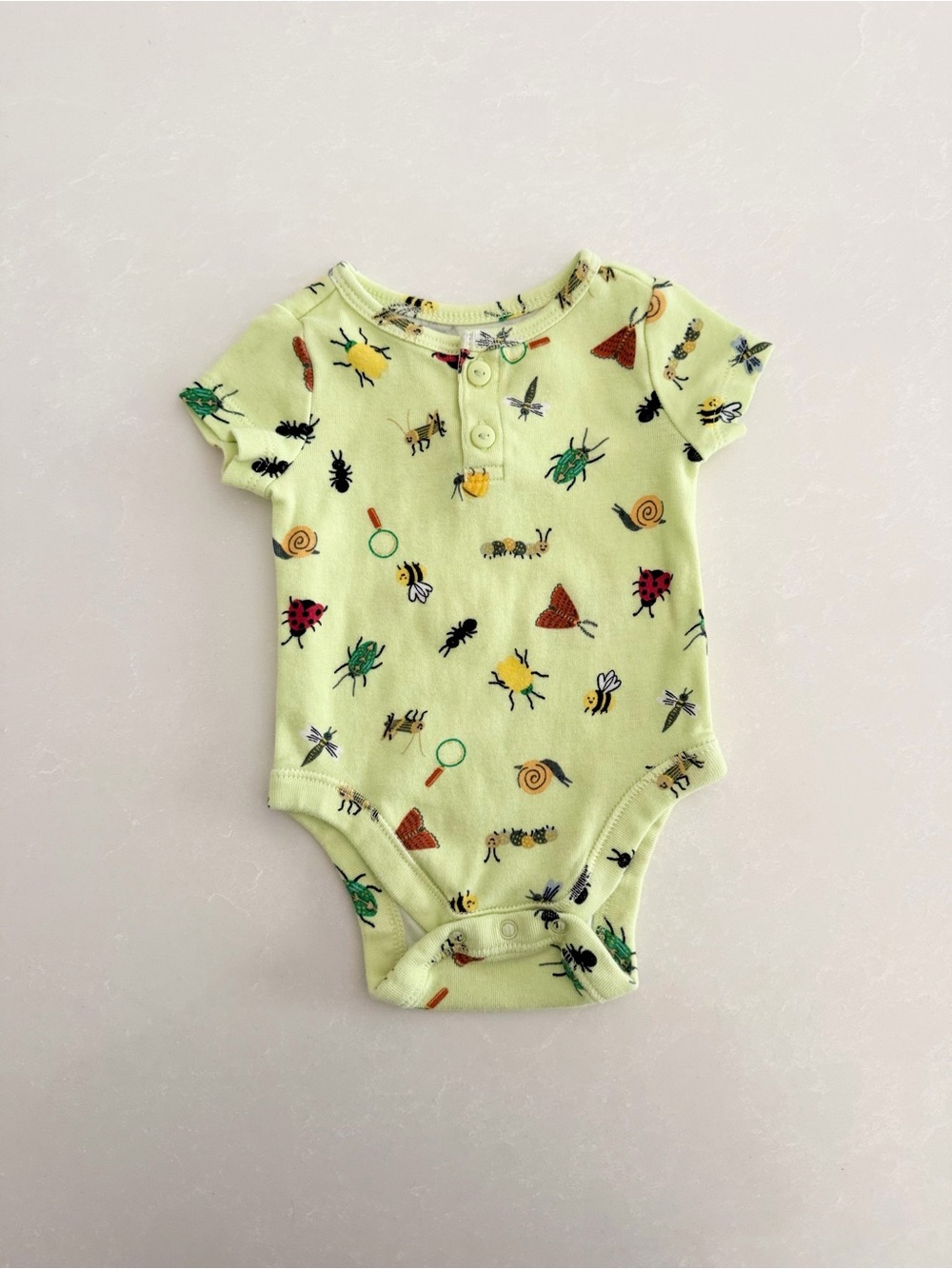 Old Navy Baby Bug Print Henley Bodysuit | Size 0-3M
